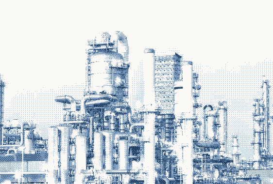 Planta industrial em tingimento azul da marca